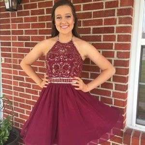 Maroon/ burgundy top beaded dress